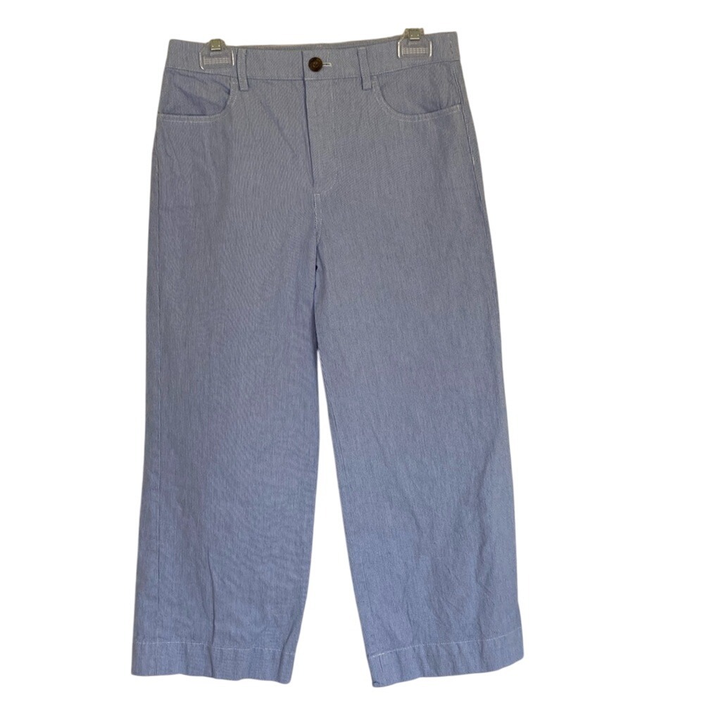 J. Crew Factory Womens Blue White‎ Stripe Crop Wide-Leg Pants Size 26 Classic